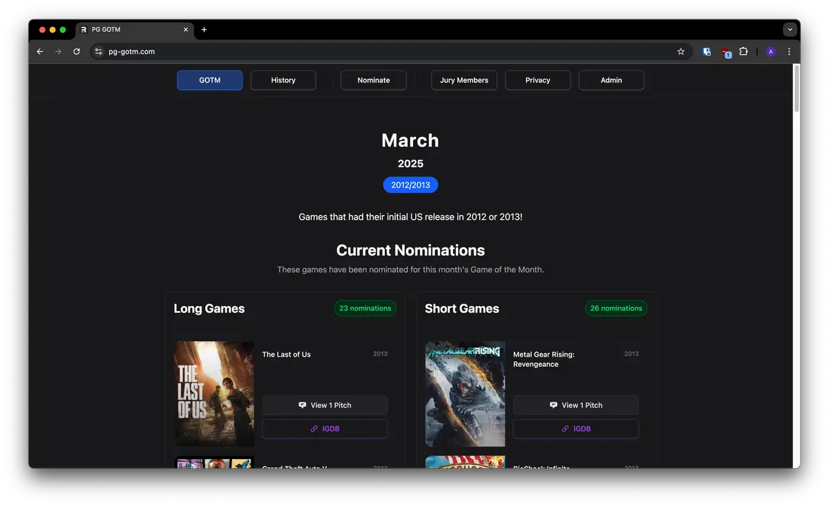 PG GOTM Nominations
